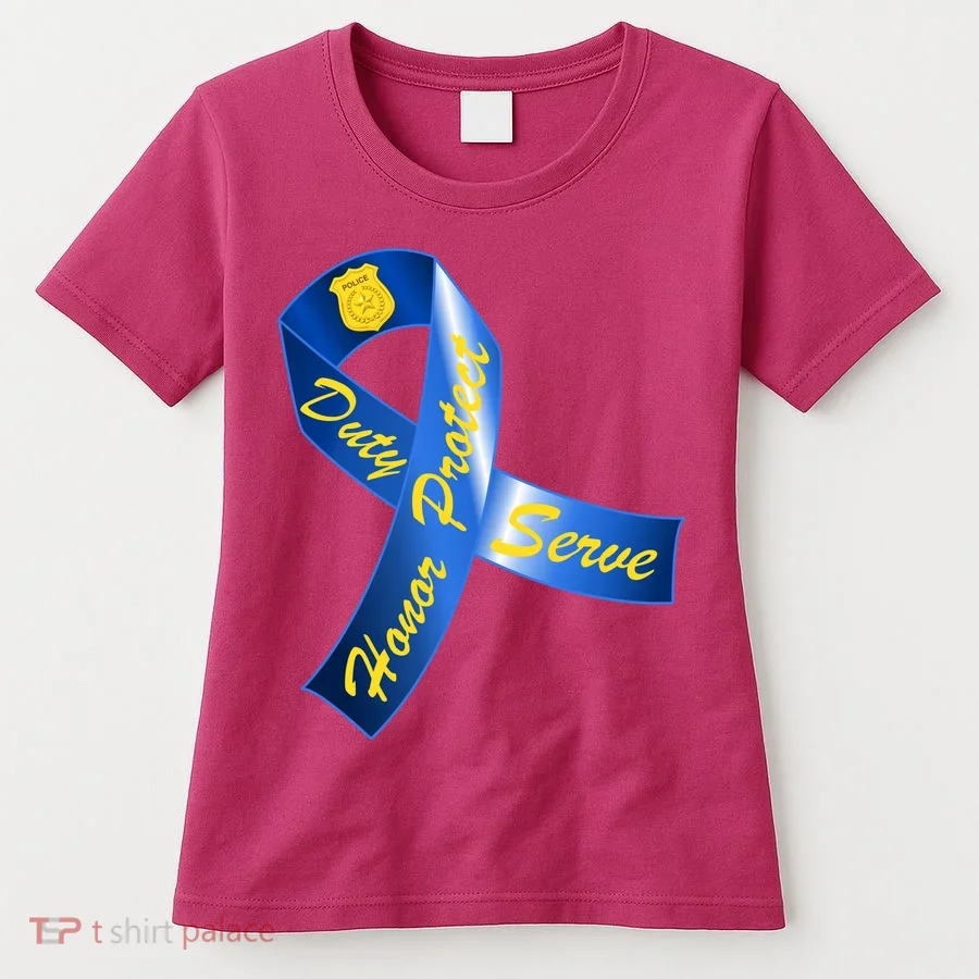 Police Duty Honor Protect Serve Ribbon Women's T-Shirt