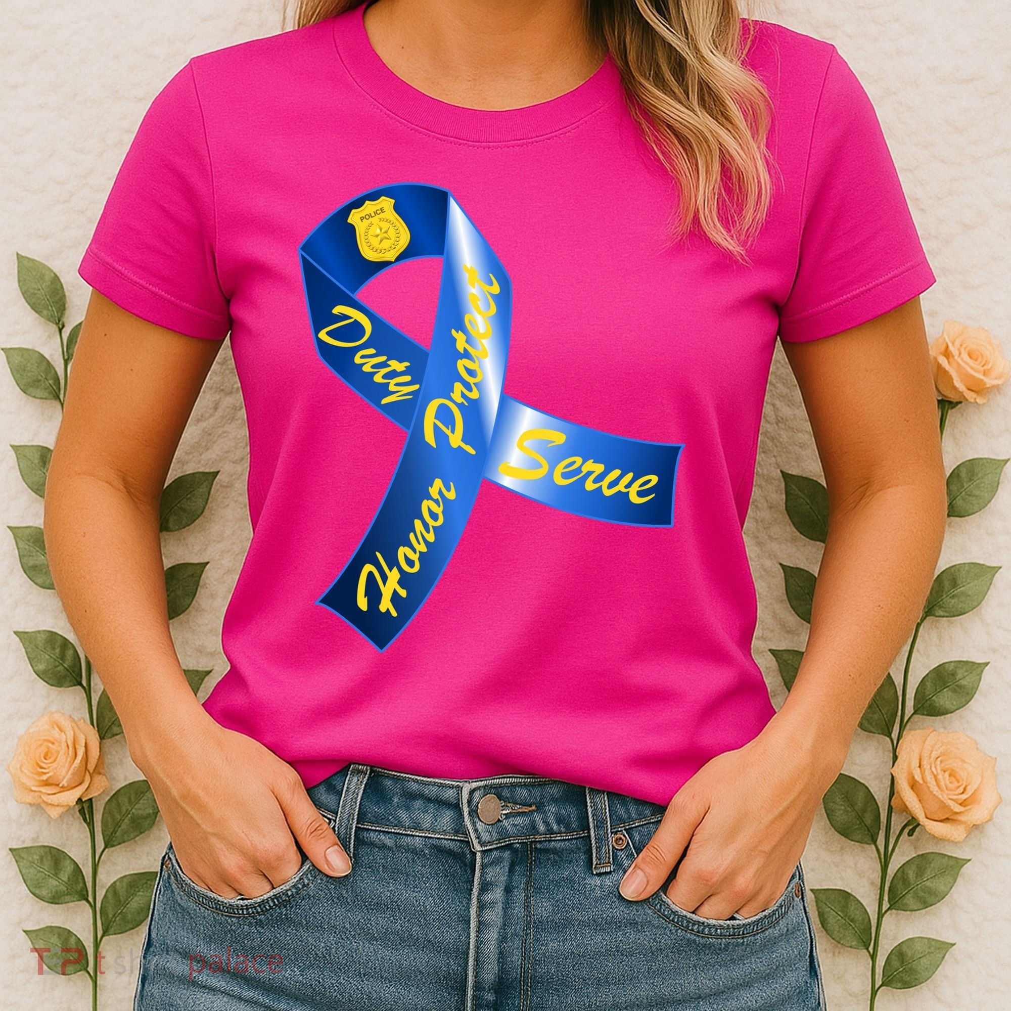 Police Duty Honor Protect Serve Ribbon Women's T-Shirt