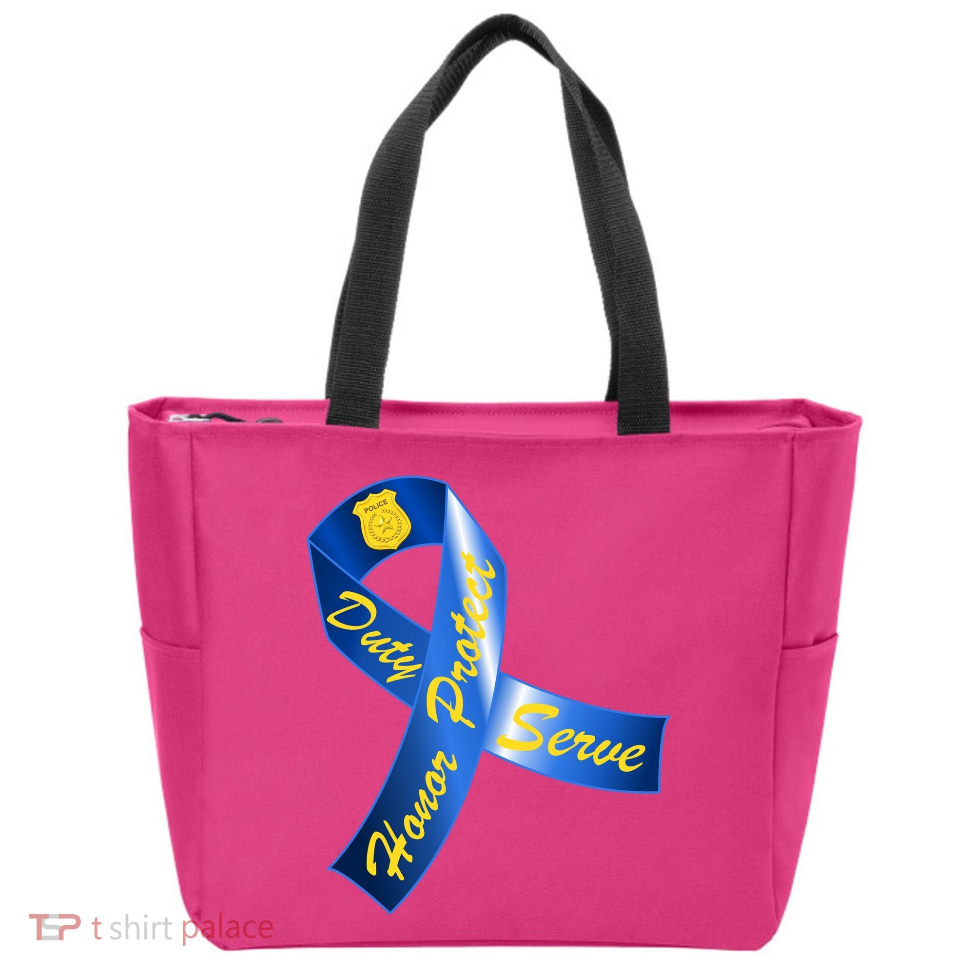 Police Duty Honor Protect Serve Ribbon Tote Bag
