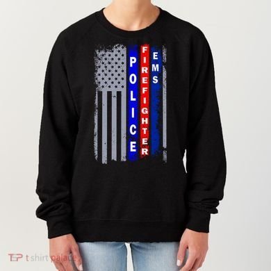 Police Firefighter EMS American Flag Women's Sweatshirt