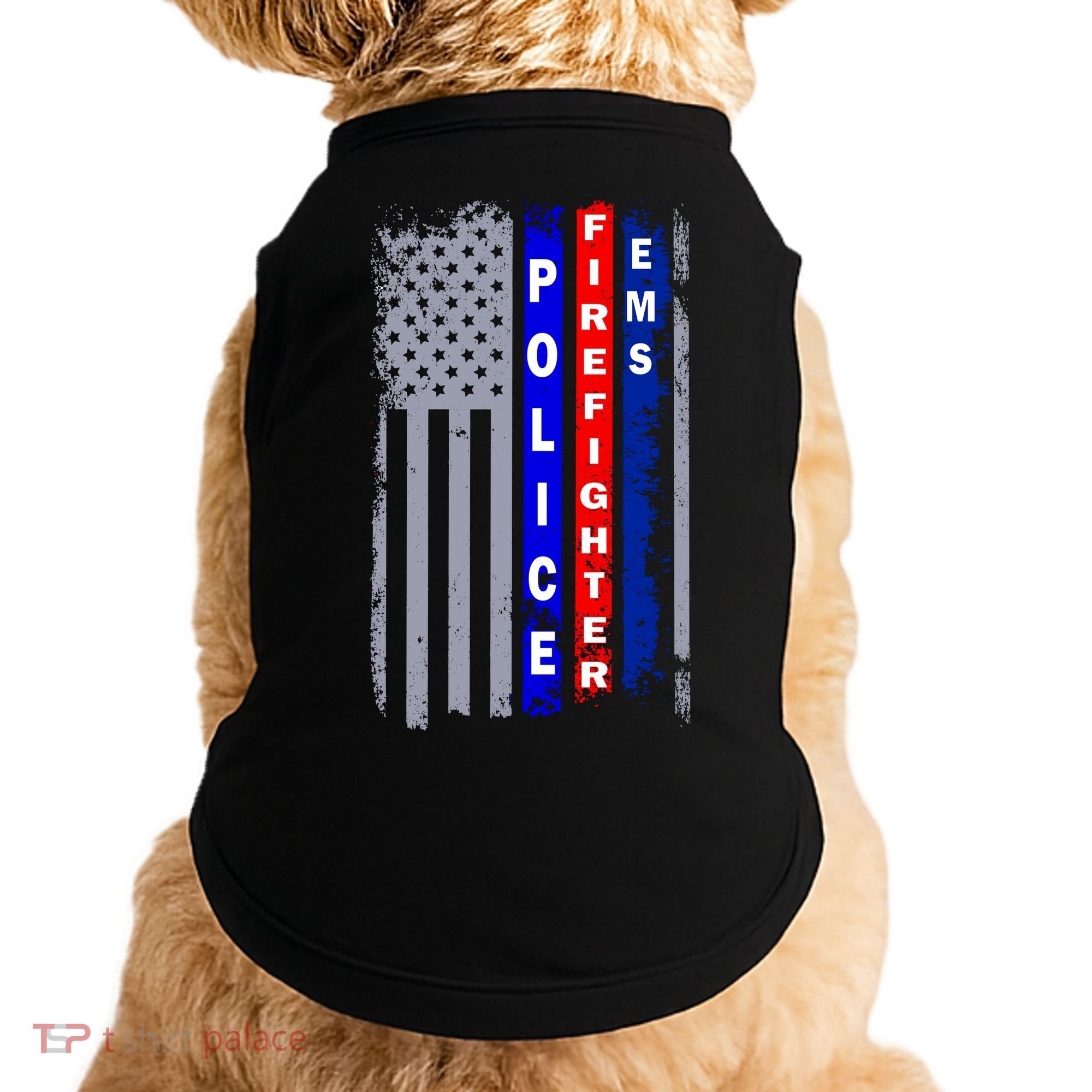 Police Firefighter EMS American Flag Doggie Tank