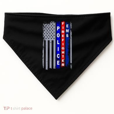 Police Firefighter EMS American Flag USA-Made Doggie Bandana