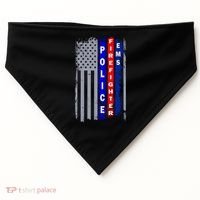 Police Firefighter EMS American Flag USA-Made Doggie Bandana thumb 0