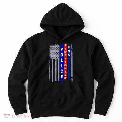 Police Firefighter EMS American Flag Hoodie