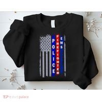 Police Firefighter EMS American Flag Sweatshirt thumb 2