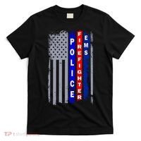 Police Firefighter EMS American Flag T-Shirt thumb 0