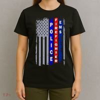 Police Firefighter EMS American Flag T-Shirt thumb 4