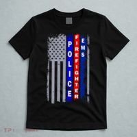 Police Firefighter EMS American Flag T-Shirt thumb 5