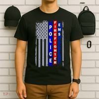 Police Firefighter EMS American Flag T-Shirt thumb 6
