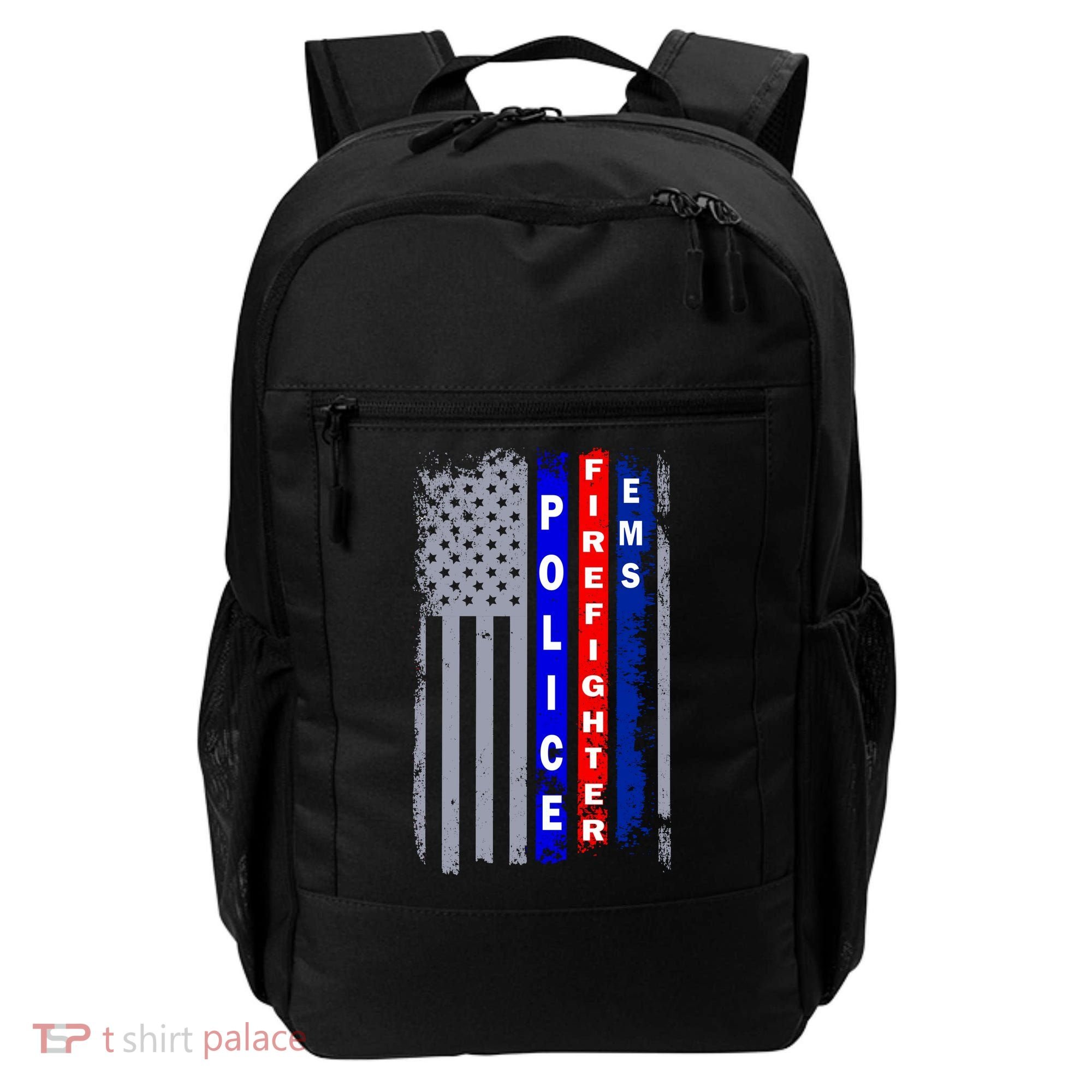 Police Firefighter EMS American Flag Backpack