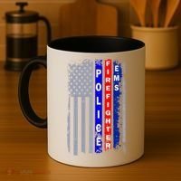 Police Firefighter EMS American Flag Coffee Mug thumb 4