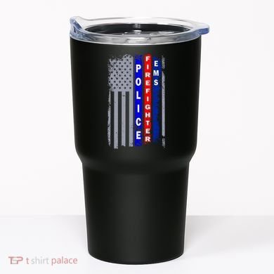 Police Firefighter EMS American Flag Tumbler