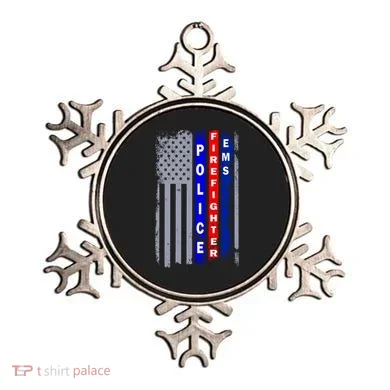 Police Firefighter EMS American Flag Ornament
