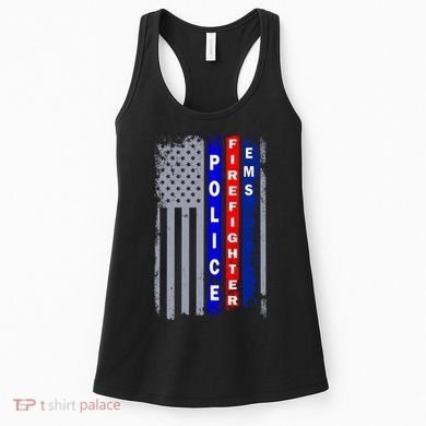 Police Firefighter EMS American Flag Women's Tank Top