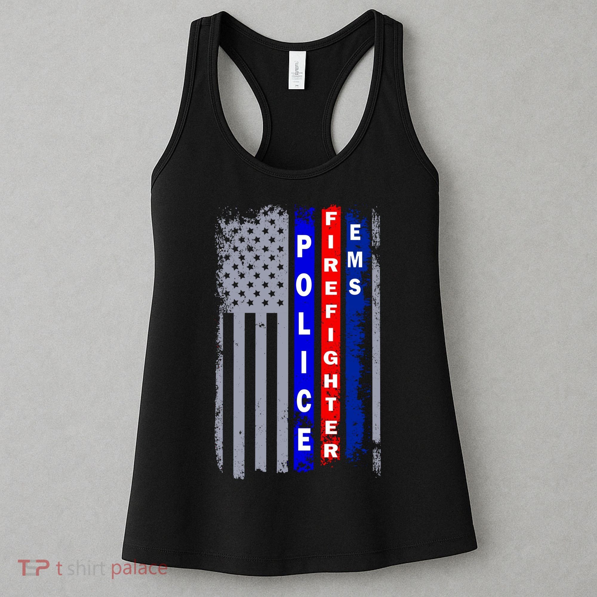 Police Firefighter EMS American Flag Women's Tank Top