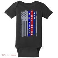 Police Firefighter EMS American Flag Baby Bodysuit thumb 0