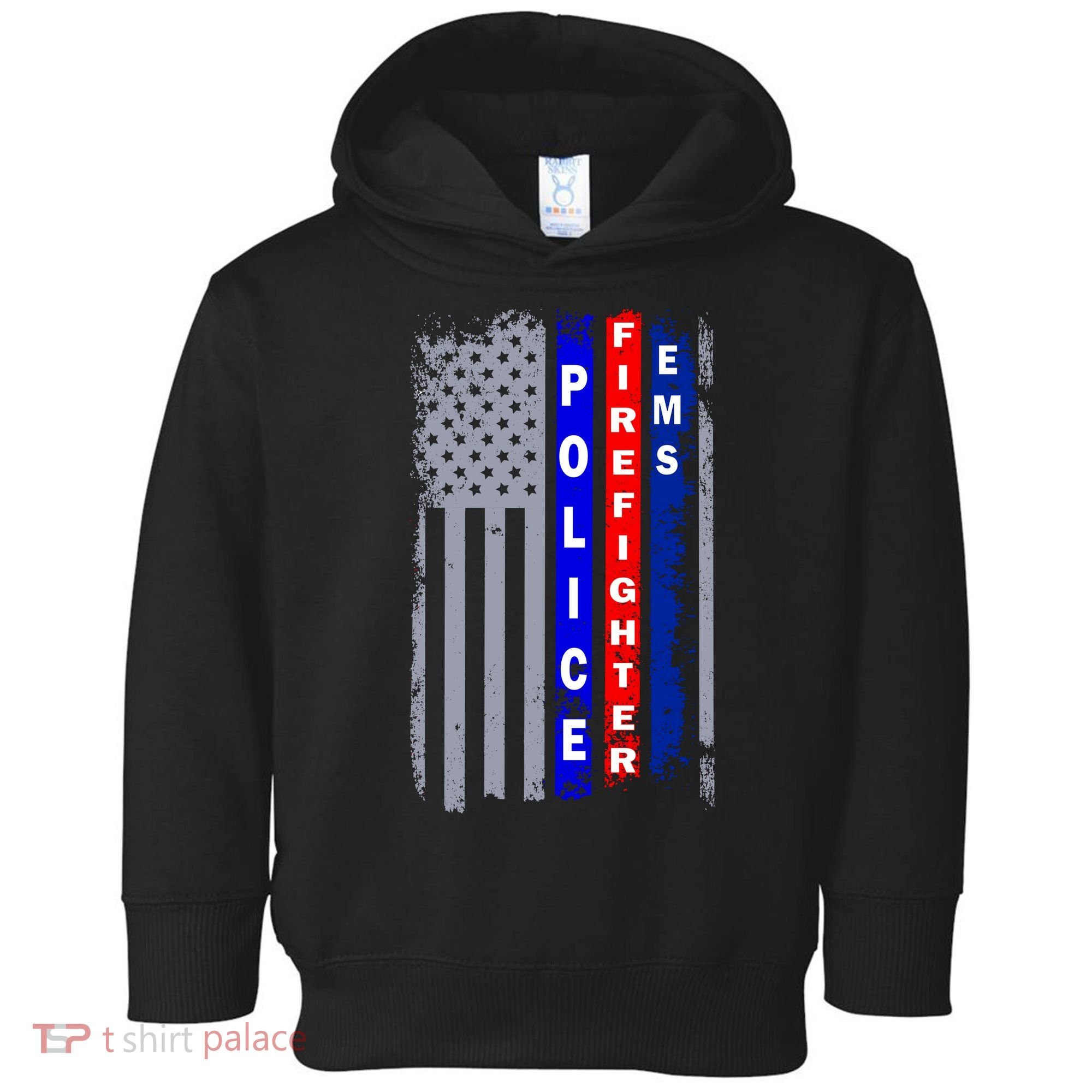 Police Firefighter EMS American Flag Toddler Hoodie