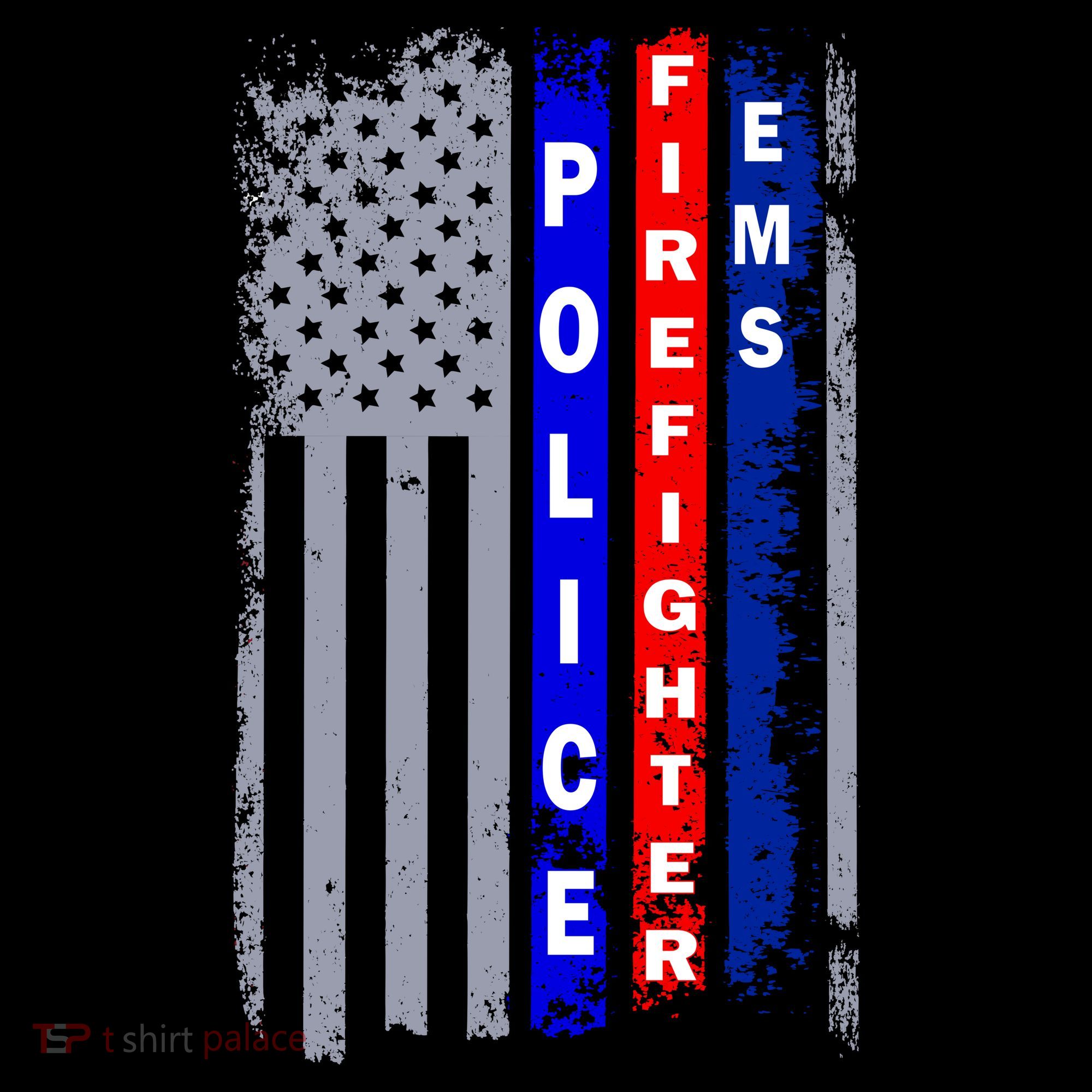 Police Firefighter EMS American Flag Toddler Hoodie