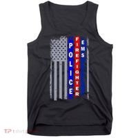 Police Firefighter EMS American Flag Tank Top thumb 0