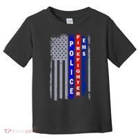 Police Firefighter EMS American Flag Toddler T-Shirt thumb 0