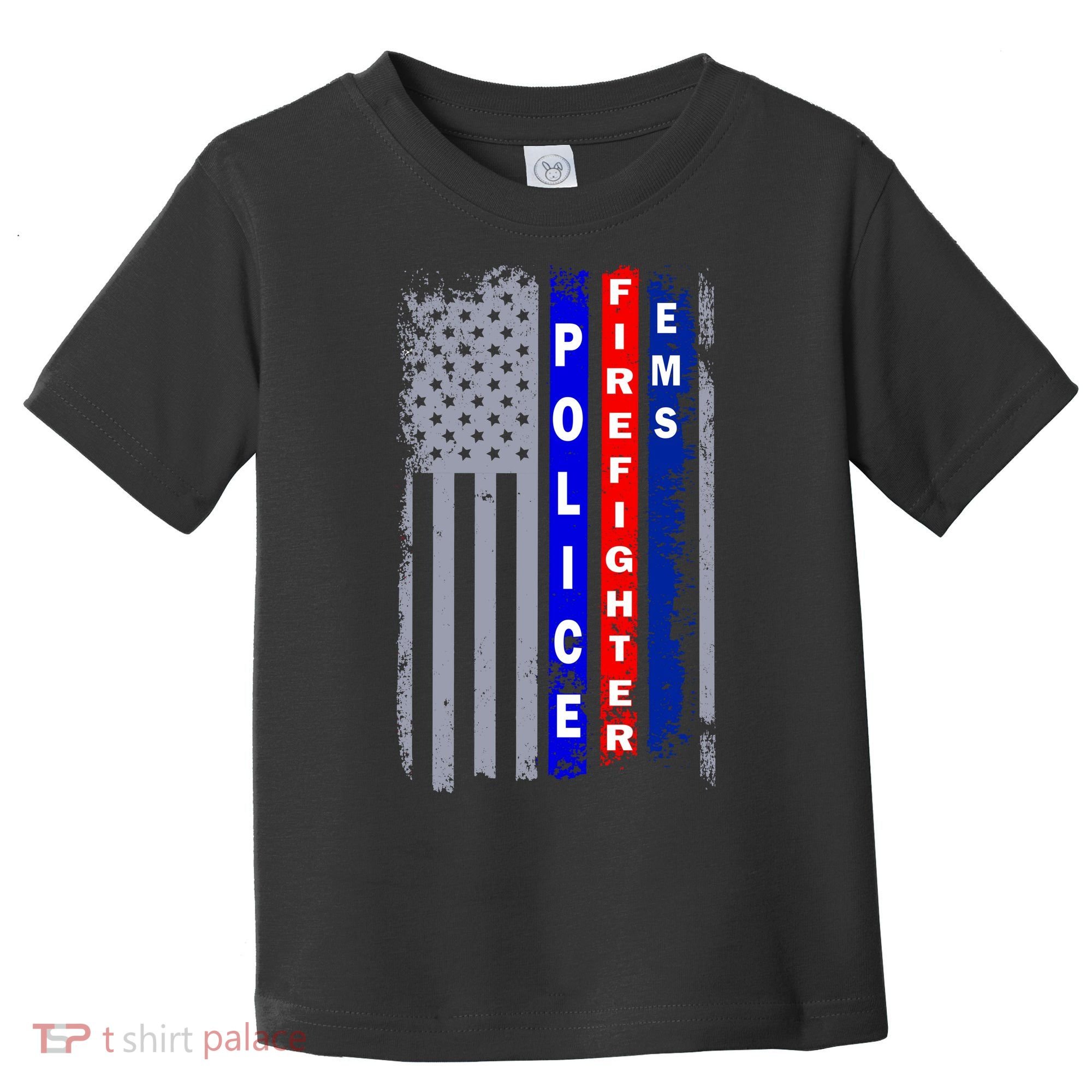 Police Firefighter EMS American Flag Toddler T-Shirt