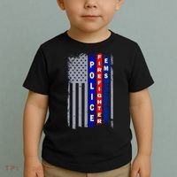 Police Firefighter EMS American Flag Toddler T-Shirt thumb 2