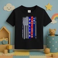 Police Firefighter EMS American Flag Toddler T-Shirt thumb 3