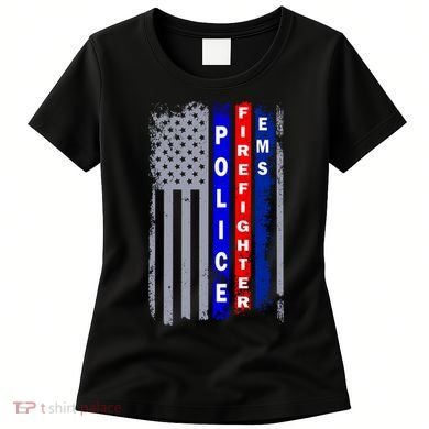 Police Firefighter EMS American Flag Women's T-Shirt