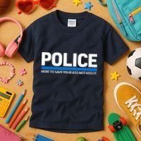 Police Here to Save Lives Kids T-Shirt thumb 3