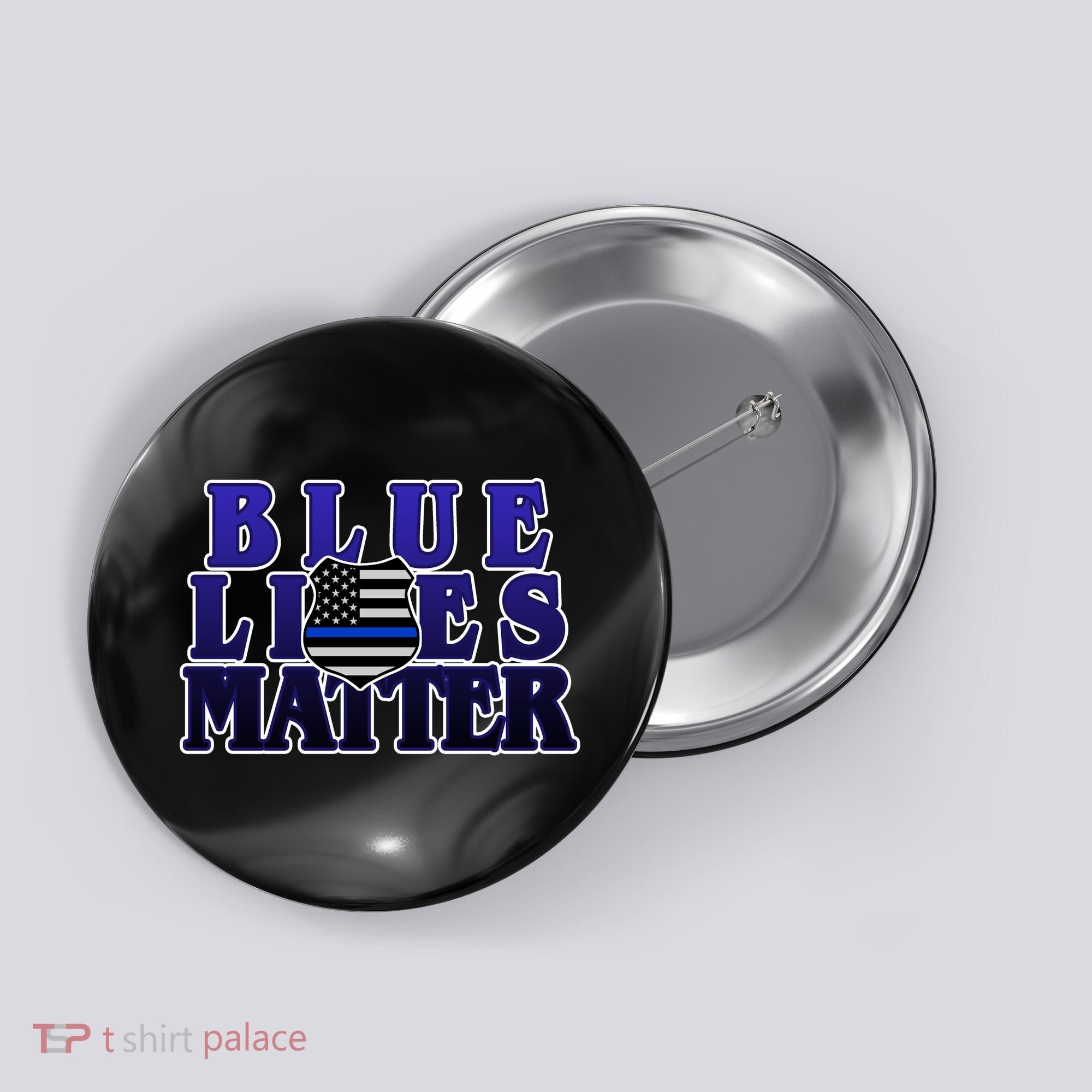 Police Shield Blue Lives Matter Button