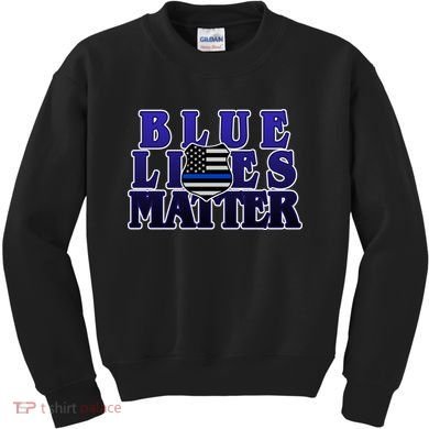 Police Shield Blue Lives Matter Kids Sweatshirt
