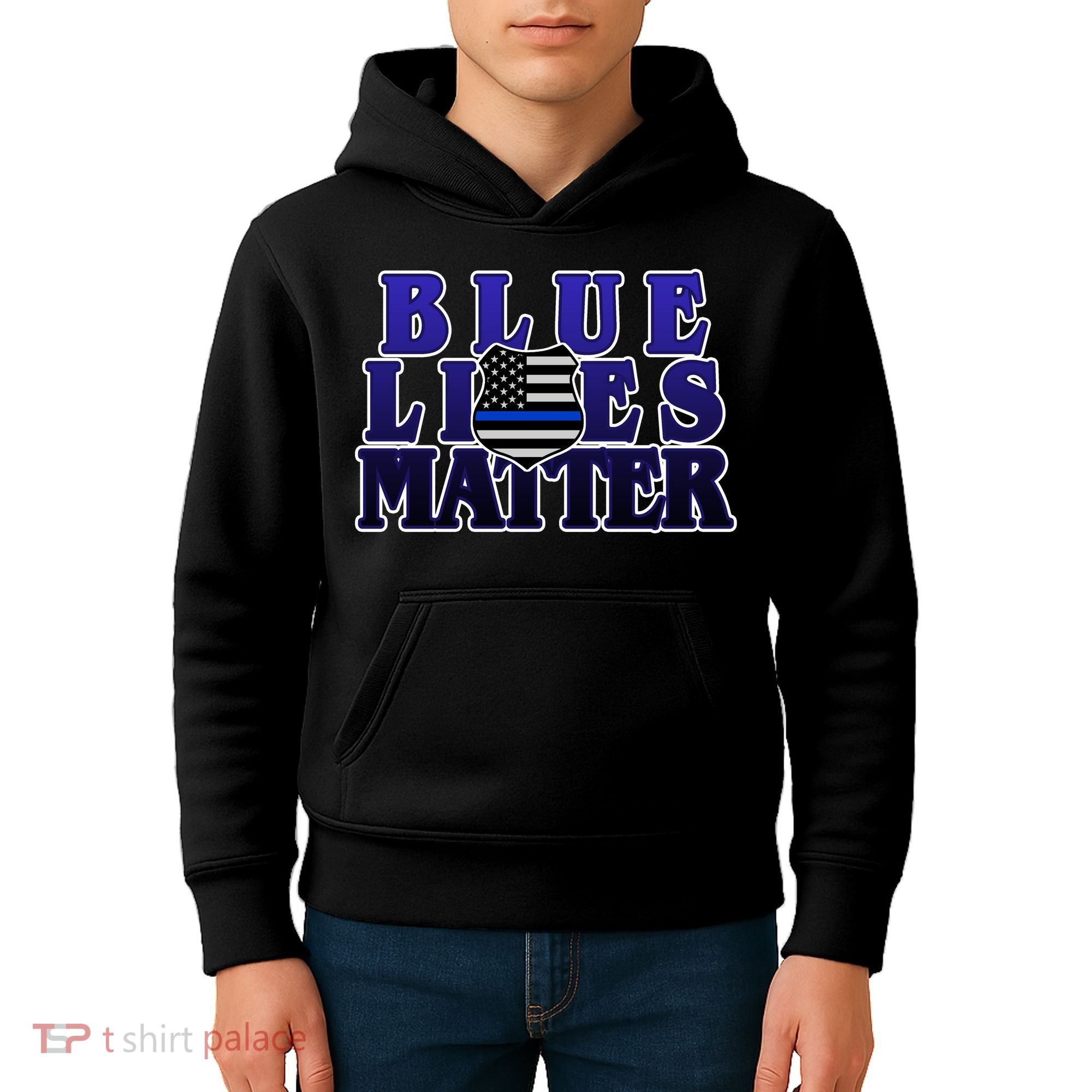 Police Shield Blue Lives Matter Kids Hoodie
