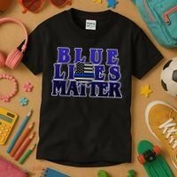 Police Shield Blue Lives Matter Kids T-Shirt thumb 3