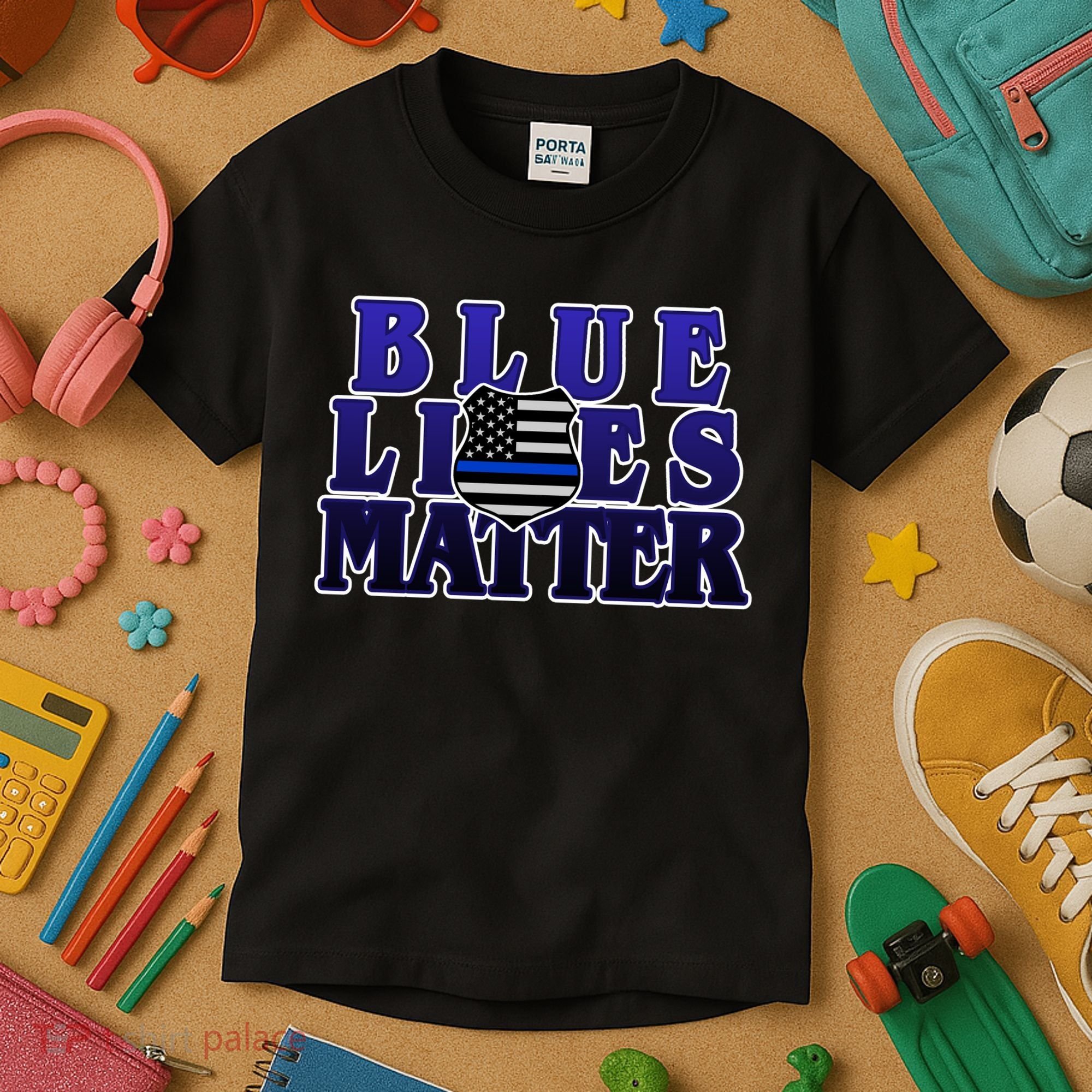 Police Shield Blue Lives Matter Kids T-Shirt