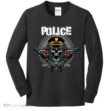 Police Skull Kids Long Sleeve Shirt