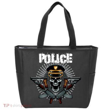 Police Skull Tote Bag