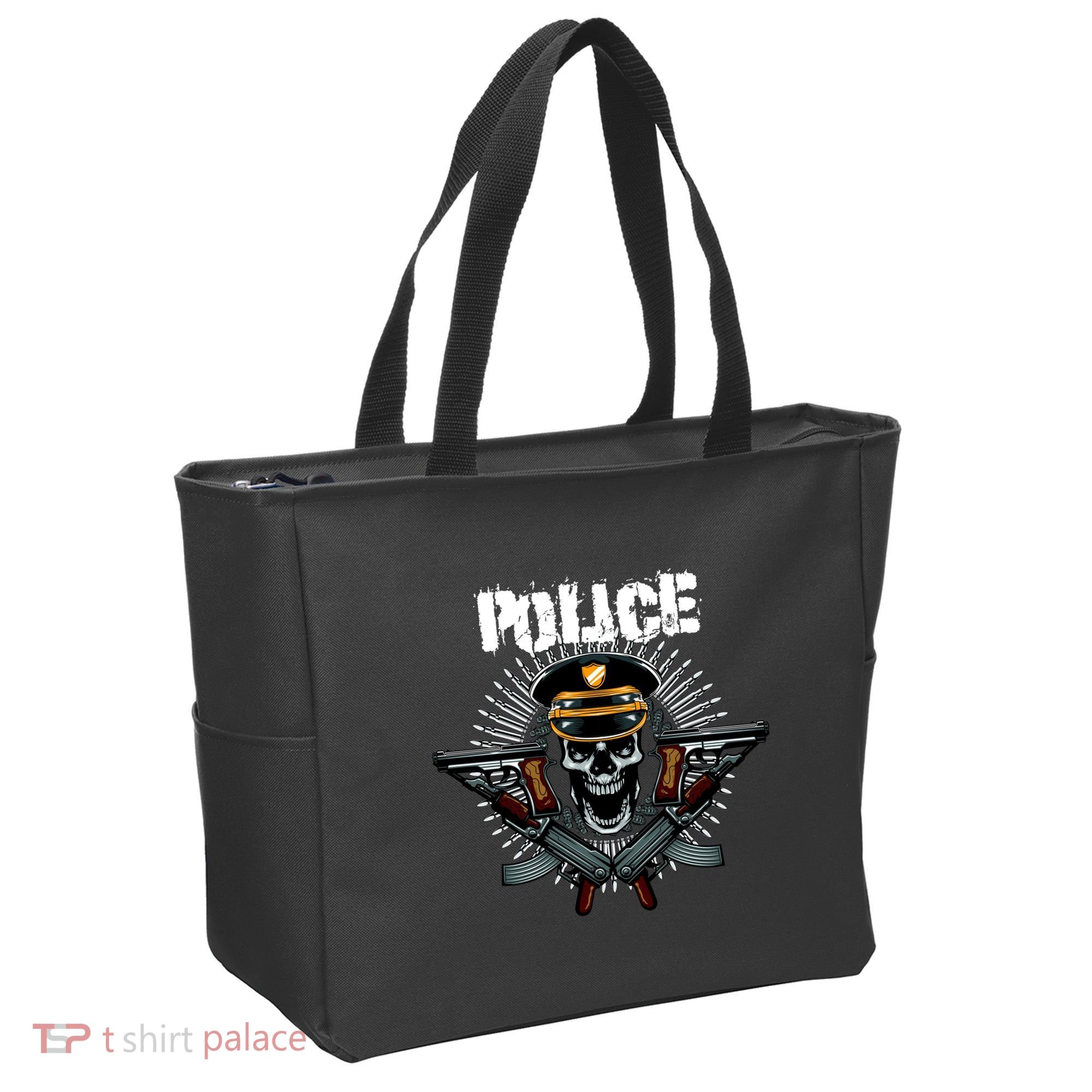 Police Skull Tote Bag