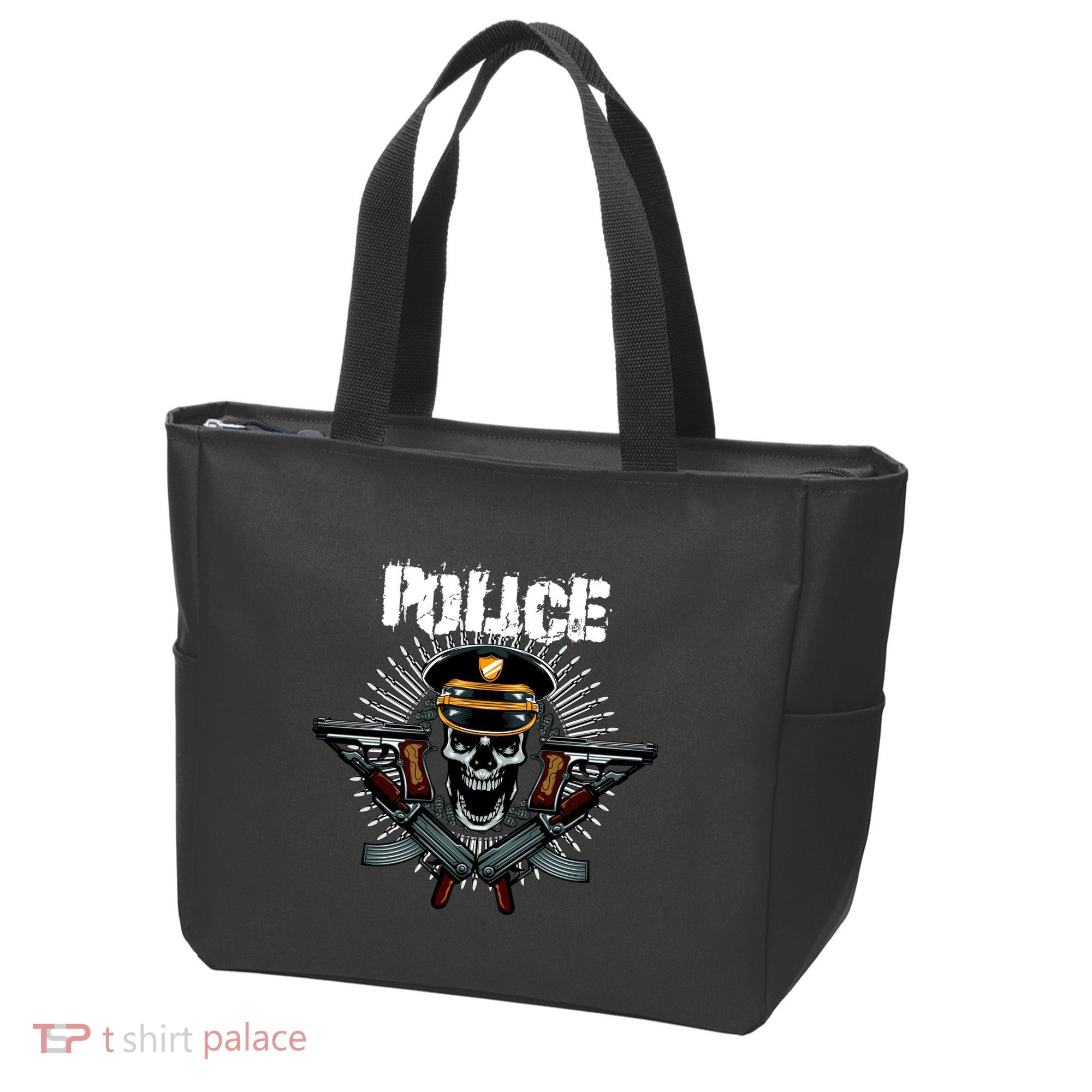 Police Skull Tote Bag