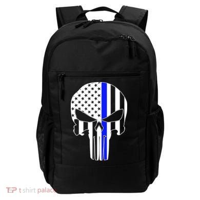Police USA Skull Thin Blue Line Backpack
