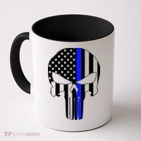 Police USA Skull Thin Blue Line Coffee Mug thumb 0