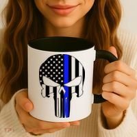 Police USA Skull Thin Blue Line Coffee Mug thumb 3