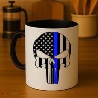 Police USA Skull Thin Blue Line Coffee Mug thumb 4