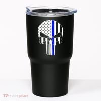 Police USA Skull Thin Blue Line Tumbler thumb 0