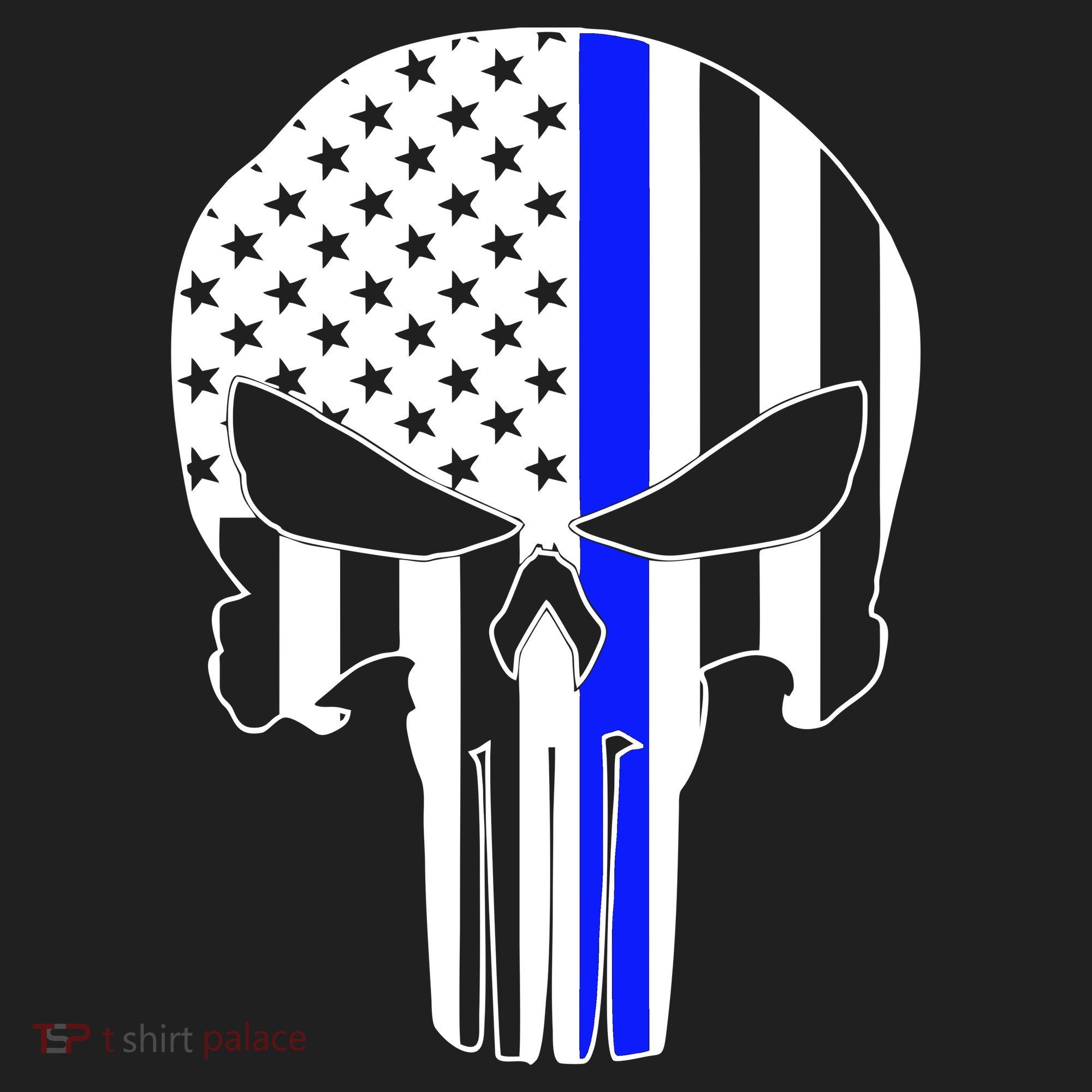 Police USA Skull Thin Blue Line Tumbler