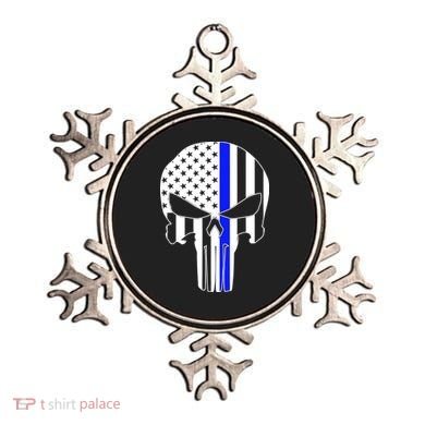 Police USA Skull Thin Blue Line Ornament