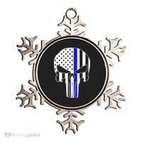Police USA Skull Thin Blue Line Ornament thumb 0