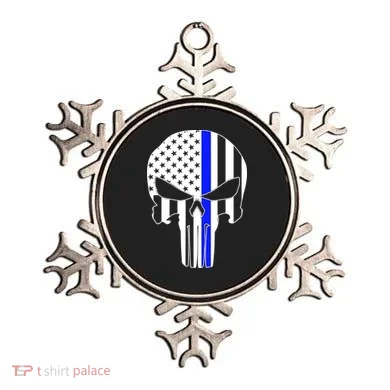 Police USA Skull Thin Blue Line Ornament
