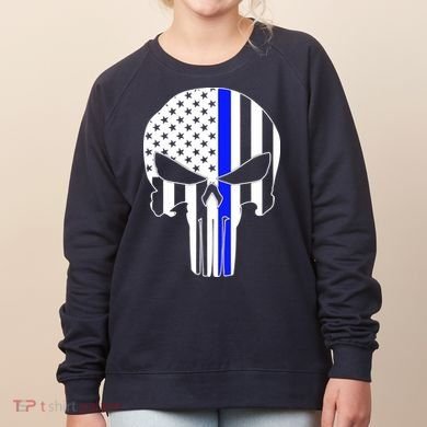 Police USA Skull Thin Blue Line Women's Sweatshirt