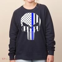 Police USA Skull Thin Blue Line Women's Sweatshirt thumb 0