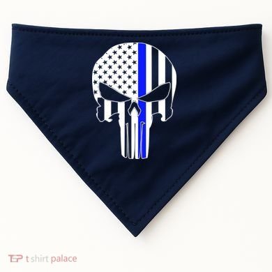 Police USA Skull Thin Blue Line USA-Made Doggie Bandana